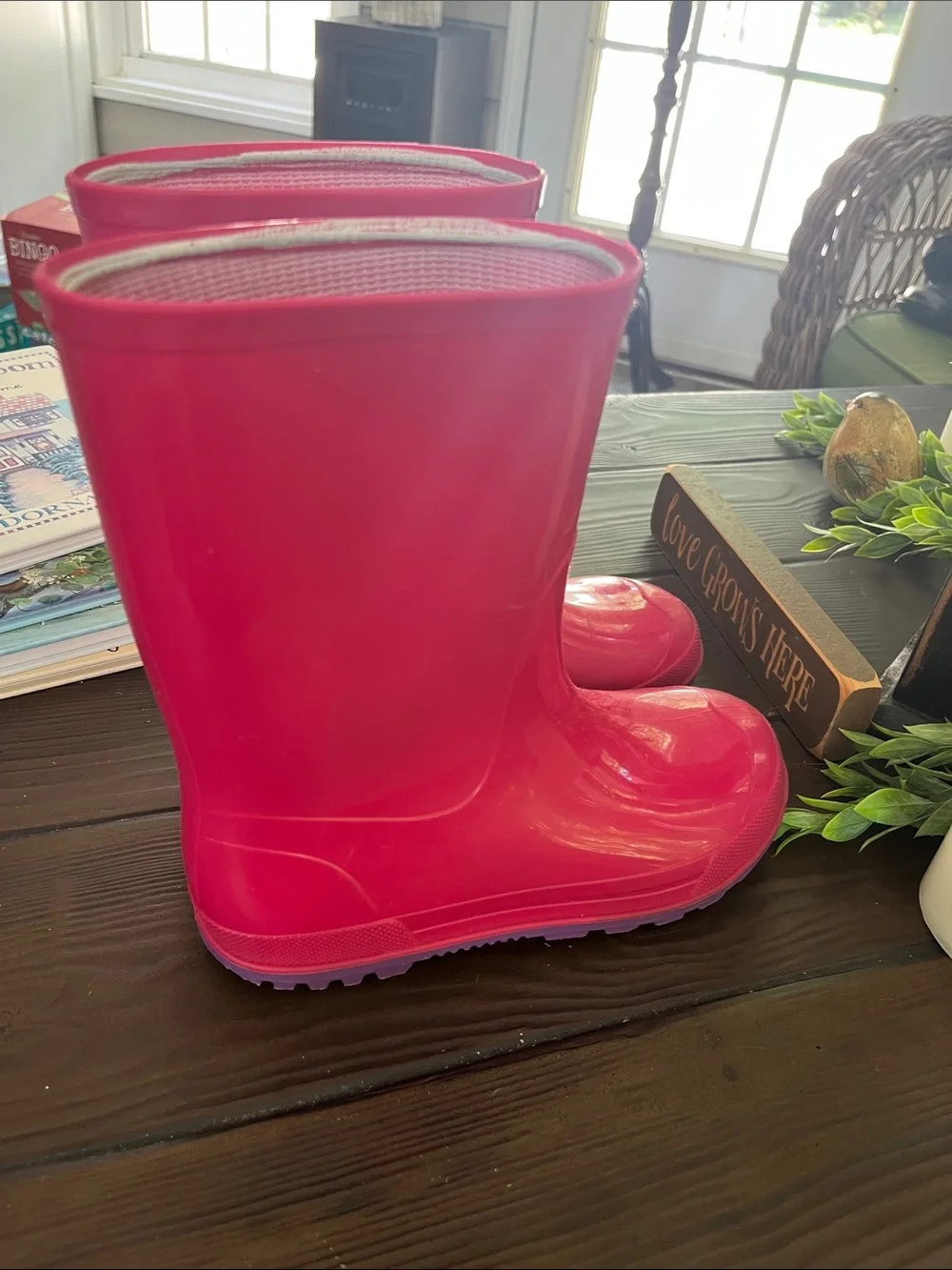 Kids Waterproof Rain Boots in Hot Pink